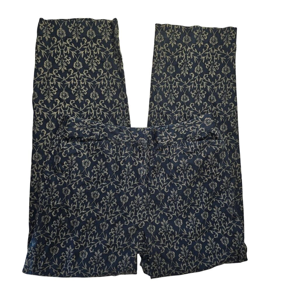 Talbots Stretch Cottage Twee Black Gold Pants Trousers Size 10
